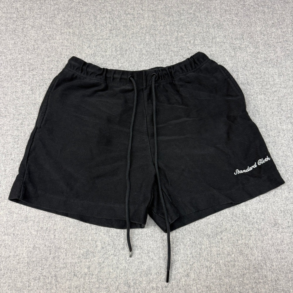 Standard Cloth Shorts Small Black Cotton Drawstring Elastic Waist Casual Logo